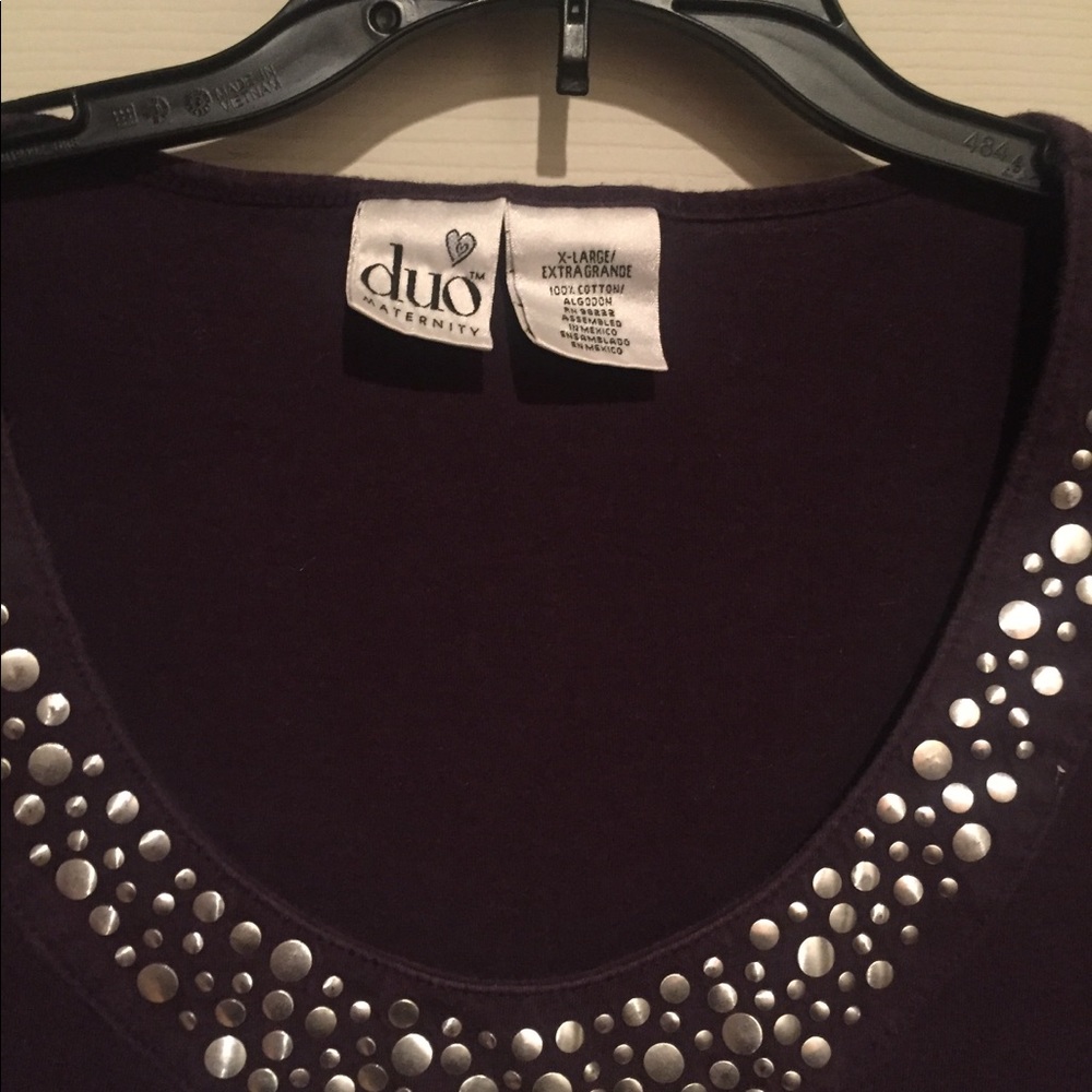Duo maternity top purple  silverembellish neckline